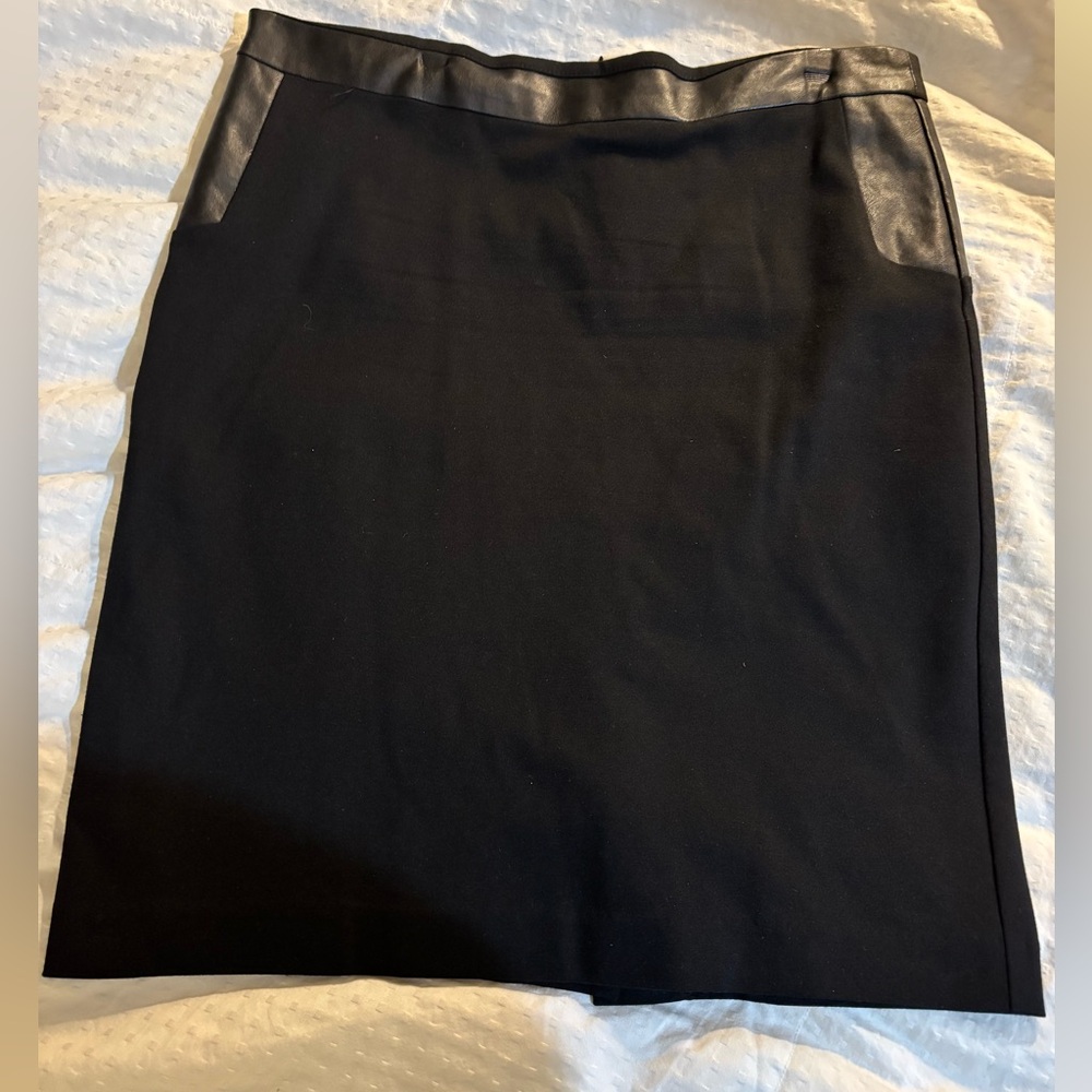 Erica Taylor for Stitch Fix Black Pencil Skirt Faux Leather Trim Size Medium